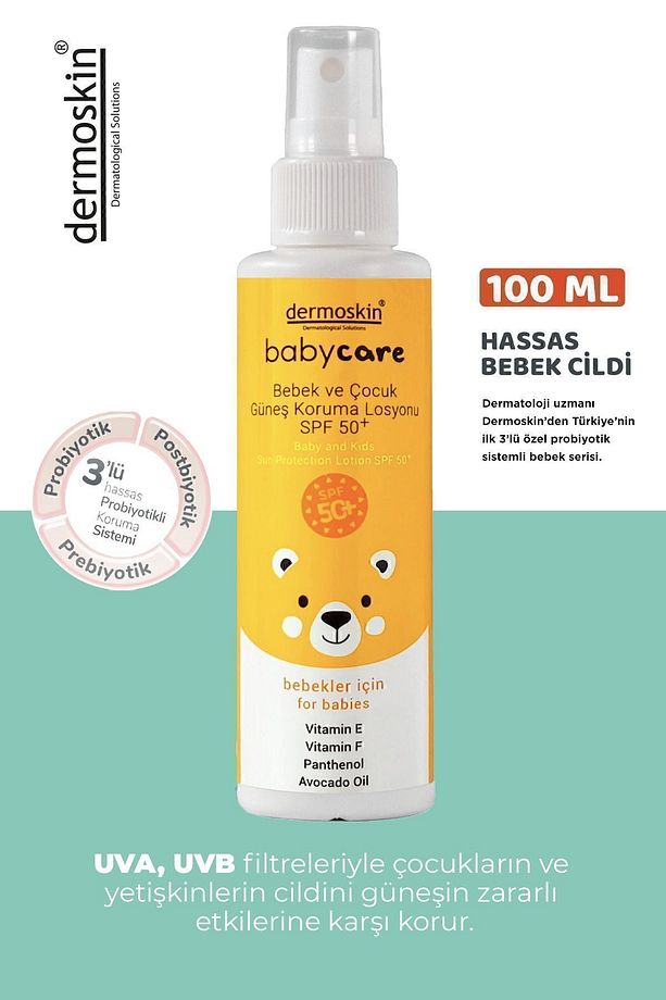 Babycare Bebek ve Çocuk Güneş Koruma Vücut Losyonu | Spf 50+ | Probiyotikli UVA & UVB | 100 ml - 4