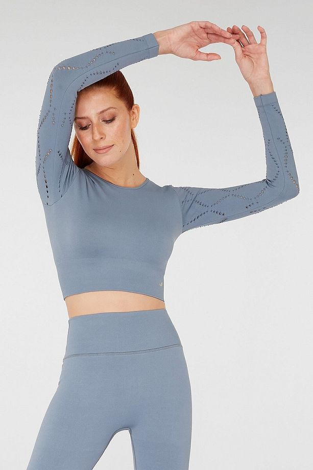 Naples Uzun Kol Crop Top Econyl Stone - 2