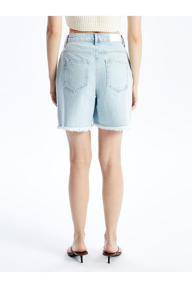 N008721 - Düz Mini Denim Şort - Açık Mavi - 5