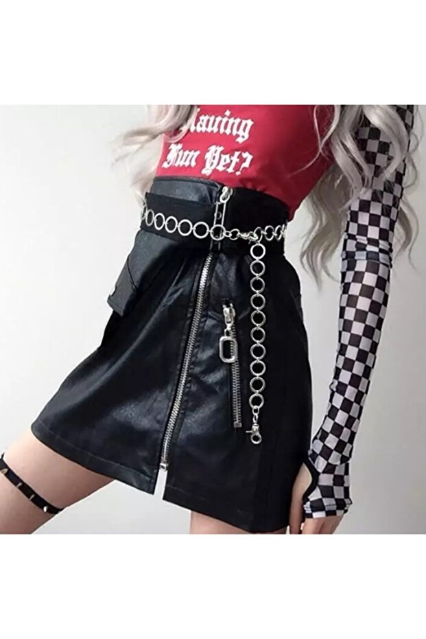 حزام سلسلة متشابك باللون الفضي - 1