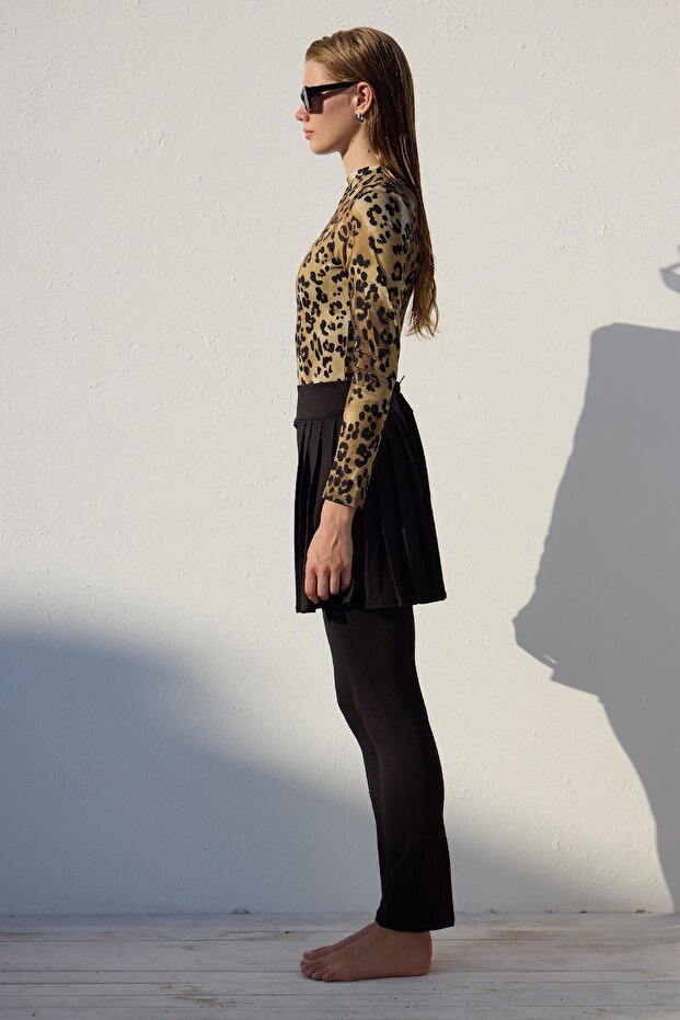 Fekete fürdőruha szoknya - redős részlet - 7