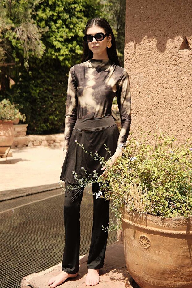 Fekete fürdőruha szoknya - redős részlet - 4