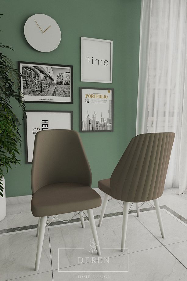 Mabel Serisi, 80x132 Mutfak Ve Salon Yemek Masası Takımı 6 Adet Kahverengi Sandalye - 2