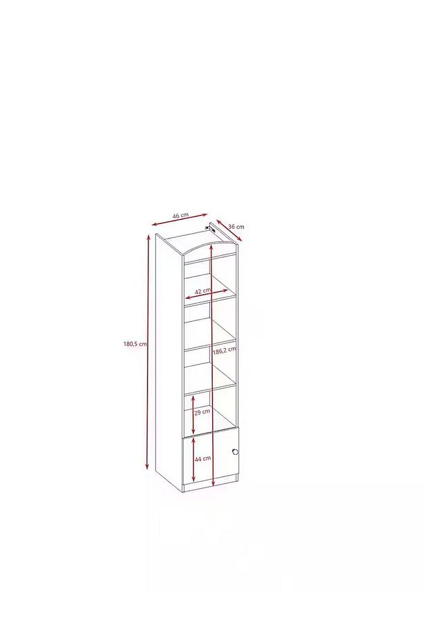 Tekli kitaplık 4 raflı tek kapaklı - 5