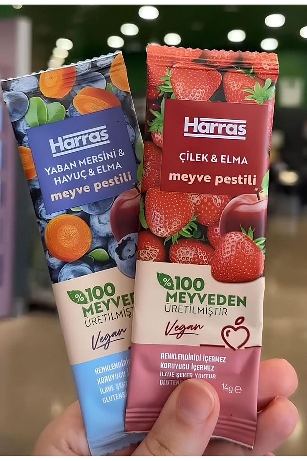 Vegan Meyve pestili Çilek ve Elma 14gr X 10 Adet - 3