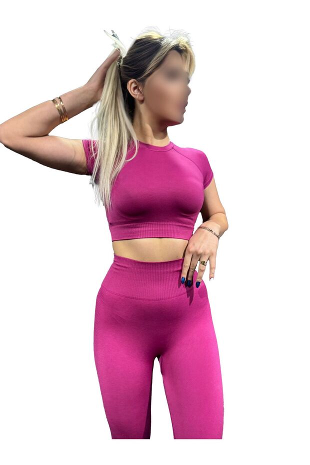 Kısa Kol Spor Seamless Tayt Takımı - 4