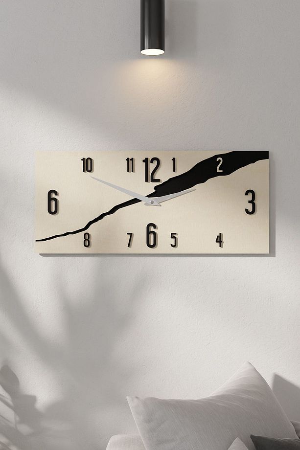 Minimal Dikdörtgen Kavak Ahşaplı Duvar Saati - 2