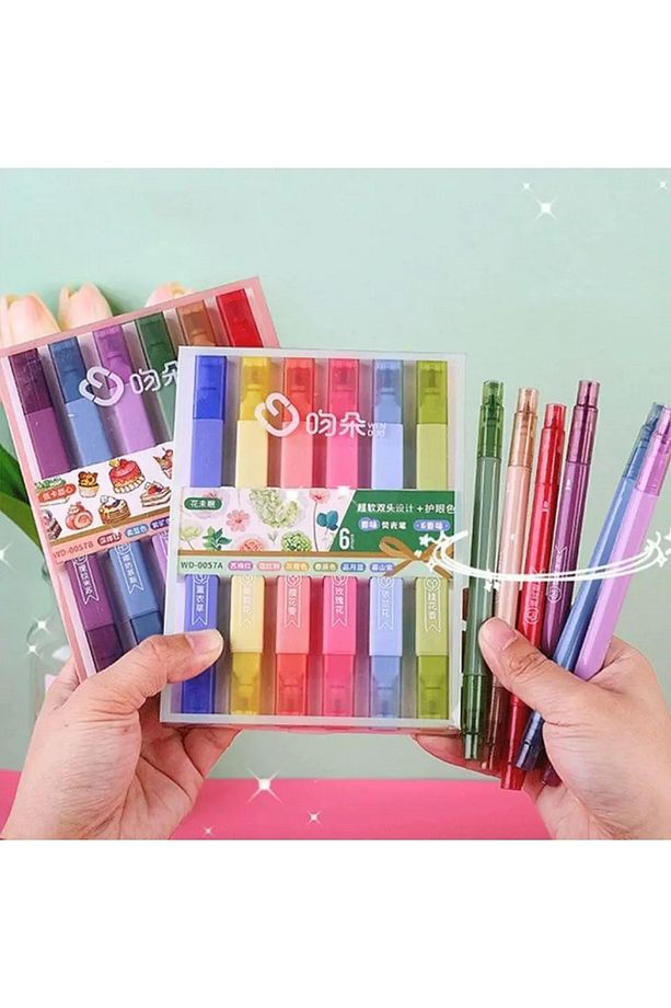 Wenduo Çift Uçlu Kokulu 12''li Pastel Fosforlu Kalem Seti - 5