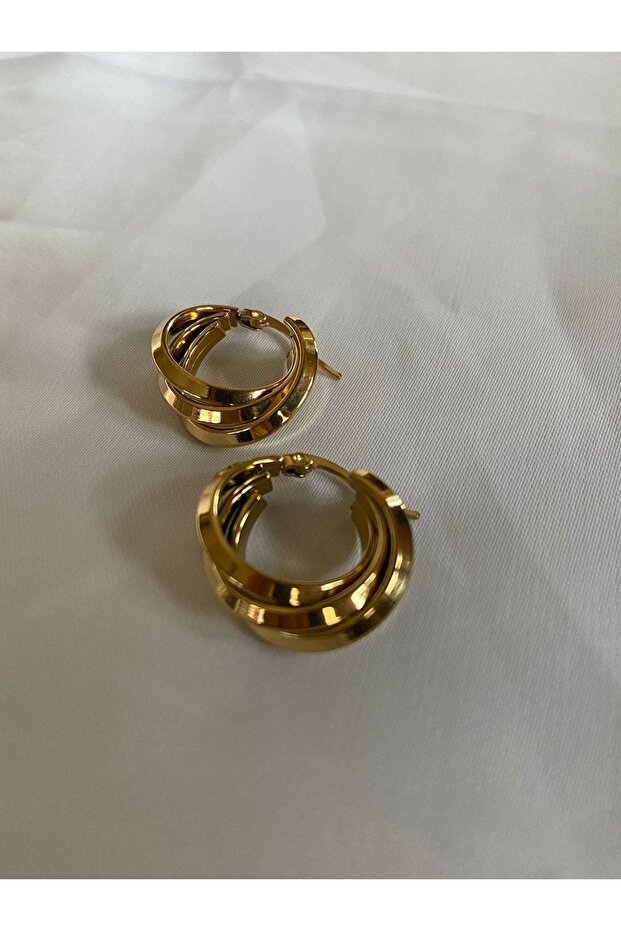 Three Row Steel Hoop Earrings