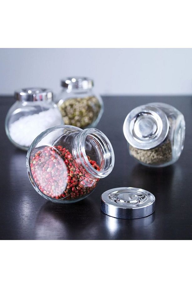 4 Adet Baharat Kavanozu Şeffaf  Cam Baharatlık Seti 8 cm 150 ml - 3