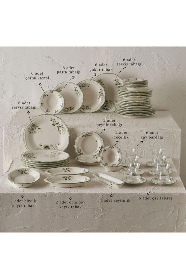 Julia Stoneware 50 Parça Sofra Seti Yeşil - 1