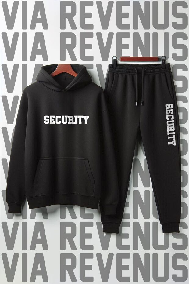 Security Printed Unisex Wide Fit Soft Fabric Hooded Tracksuit Set