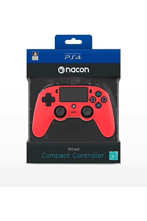 وحدة تحكم سلكية مدمجة لجهاز بلاي ستيشن 4 - أحمر - 1