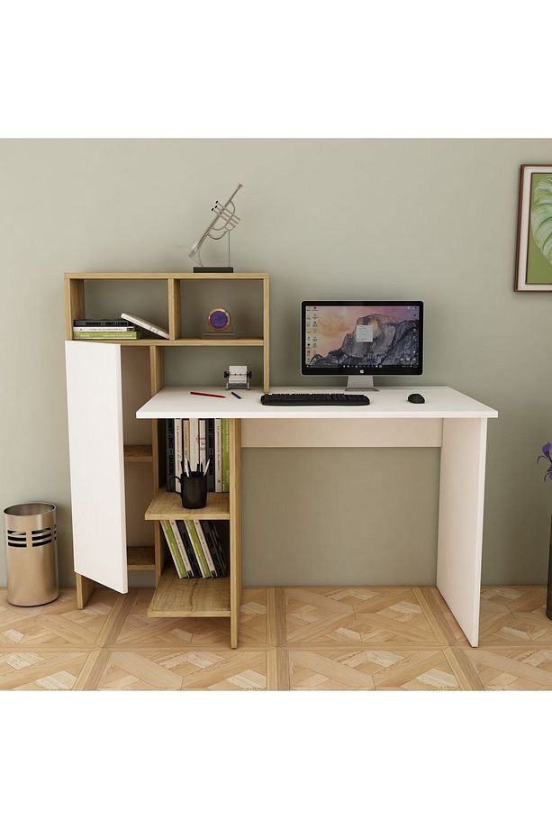 Buğra Dolaplı Çalışma Masası – Beyaz & Safirmeşe, Bilgisayar Masası - 4