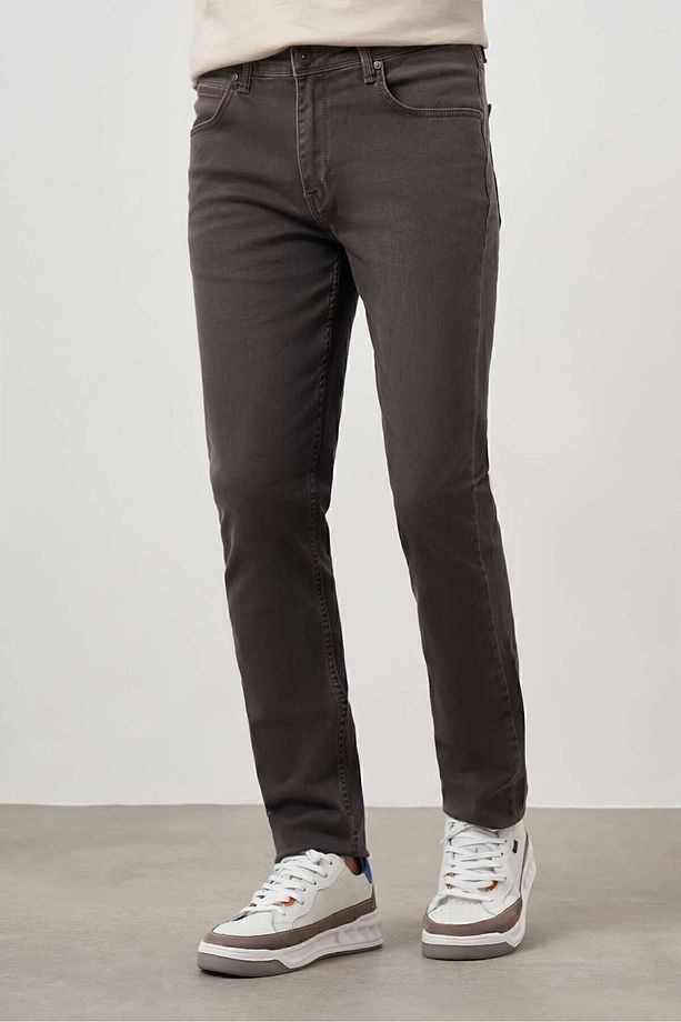 Erkek Lacivert - Kahve Denim 5 Cep Dynamic Fit Jean Kot Pantolon - 1