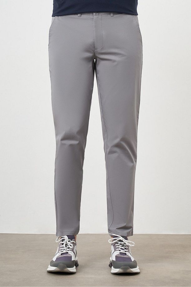 Erkek Gri Yazlık Pamuk Yan Cep Dynamic Fit Chino Pantolon - 1