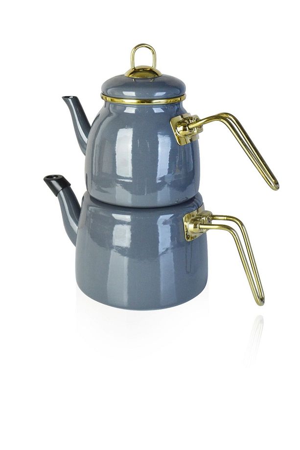 Elite Class Gri Çaydanlık 201297 Emaye Çaydanlık Şık Kulp Tasarımı - 4