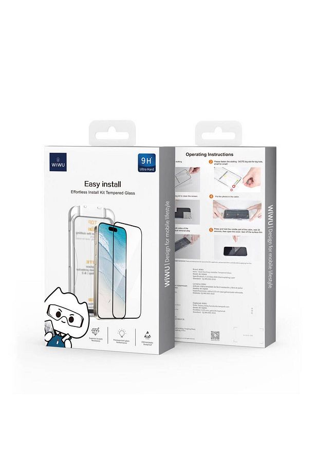 iPhone 16 Pro Max Wiwu SQ-008 Oleofobik Easy Install Temperli Cam Ekran Koruyucu Uygulama Aparatlı - 5