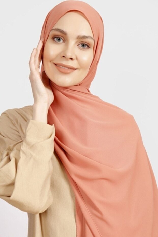 Crepe Shawl Dark Somon - 1