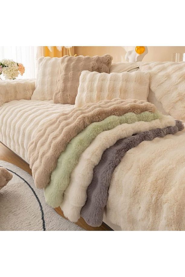 Kalın Tavşan Peluş Üç Kişilik Kanepe Için ( 1adet ) Ölçüm 80*190cm Oturmak Için Sadece Çok Yumuşak - 7