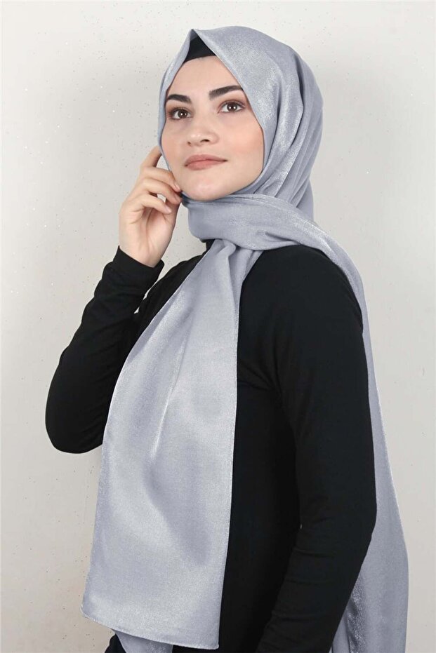 شال كهرماني لامع 4000-51 فضي