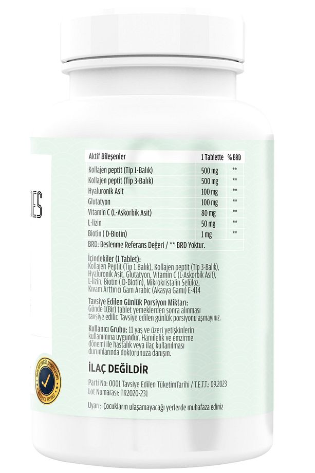 Balık Kolajeni Tip 1 Tip 3 Fish Collagen 90 Tablet - 2