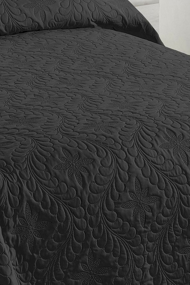 Örtüm Siyah Çift Kişilik Microfiber Kapitone Yatak Örtüsü - 4