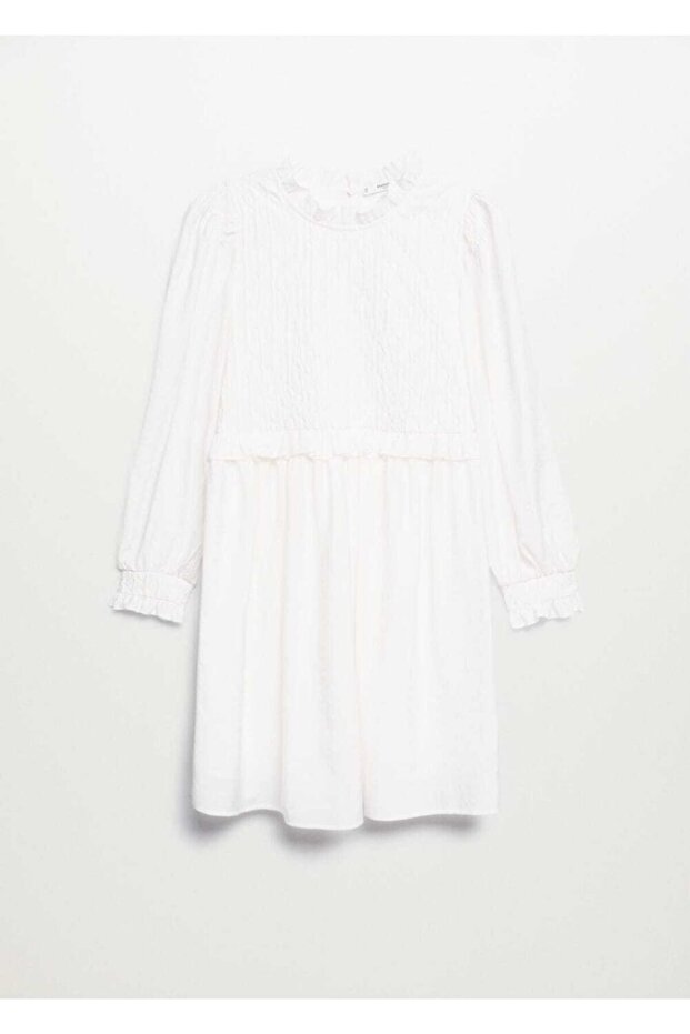 Kadın Ekrü Dokuma Modal Elbise - 3