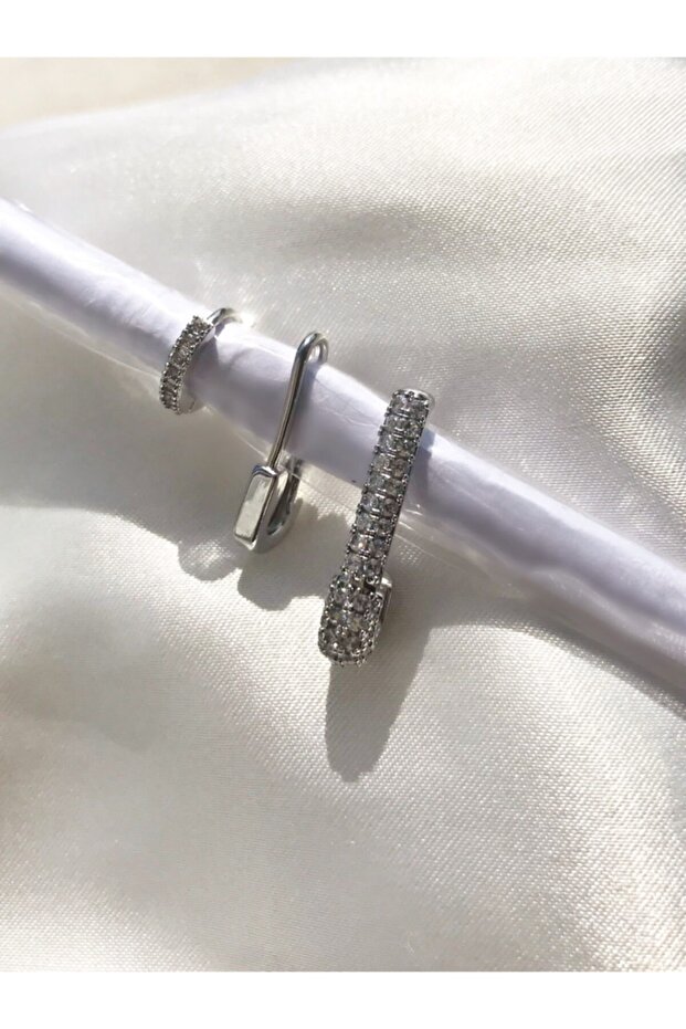 Çelik Çengelli Küpe Seti Silver - 1