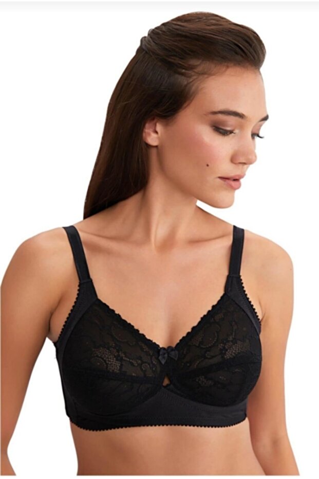 444 Women's Lace Gathering Bra Black