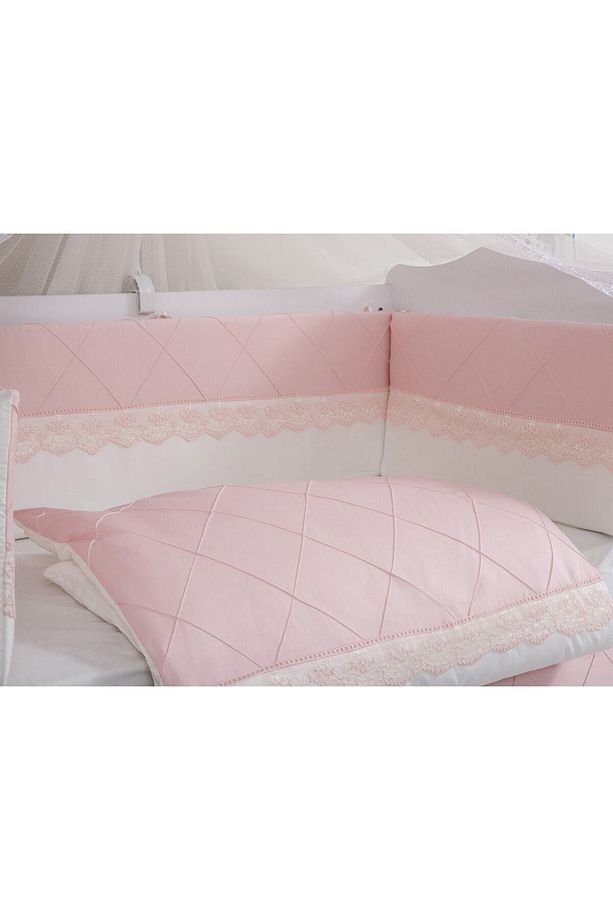 Doddobebek Nervür Pembe Bebek Uyku Seti 10 Parça Cibinlik Ve Aparatı 70x130 - 3