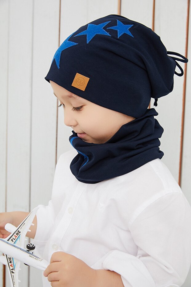 Black Blue Fanatic Beret Neck Collar Set Soft Double Layer Sports 100% Natural Cotton Combed Cotton