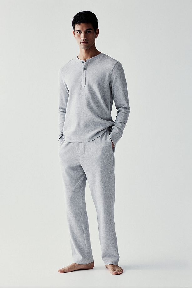 Regular Fit Petek Dokulu Pijama Takımı - 2
