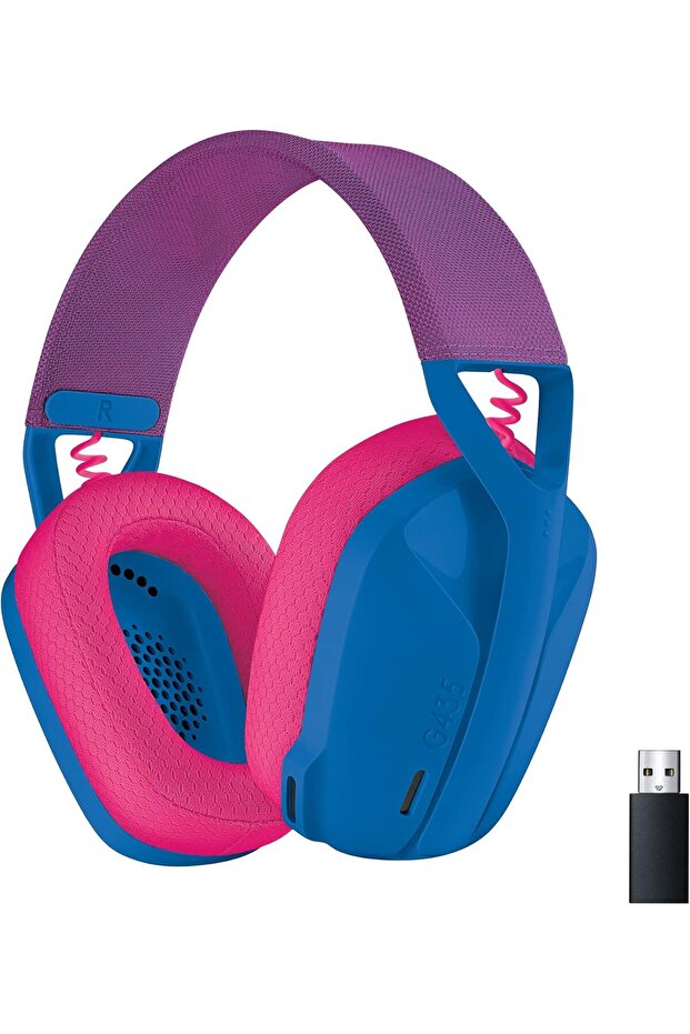 سماعة ألعاب لاسلكية Logitech G435 Lightspeed بتقنية البلوتوث - خفيفة الوزن للغاية، مزودة بميكروفونات مدمجة، مقاس 18 بوصة