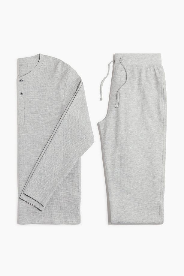 Regular Fit Petek Dokulu Pijama Takımı - 4