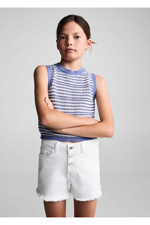 Düğmeli kot şort - 1