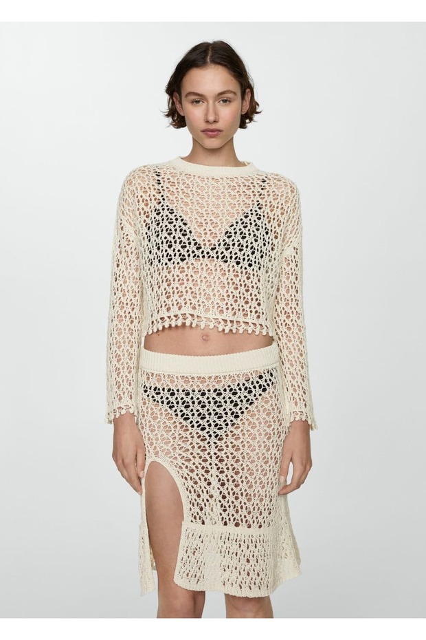 Yırtmaçlı kroşe etek - 5