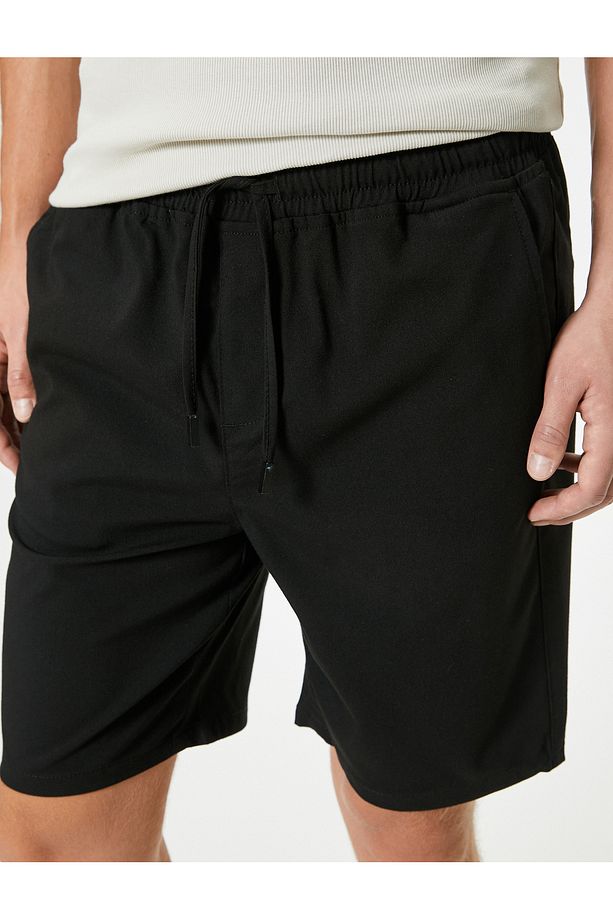 Slim Fit Şort Bermuda Chino Beli Bağcıklı Cep Detaylı - 5