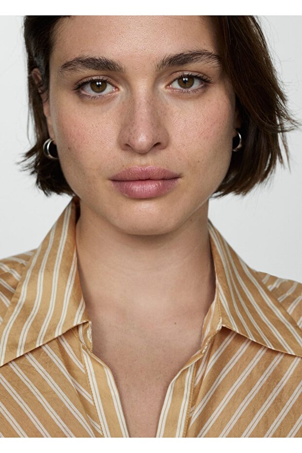 Çizgili dökümlü gömlek - 8