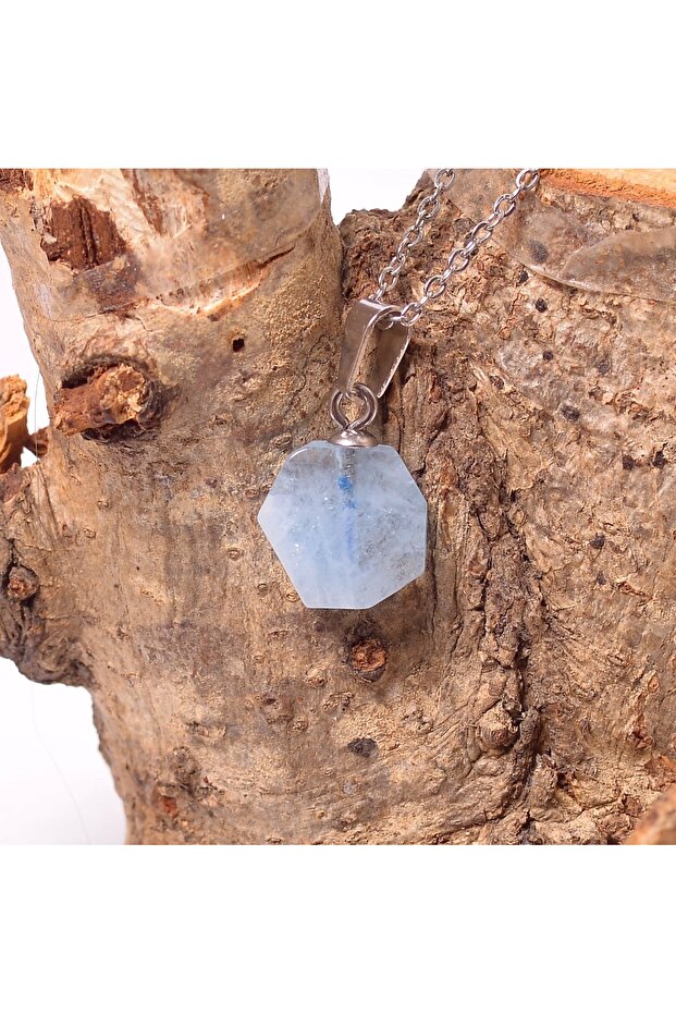 Aquamarine Stone Necklace - Steel Material (Tarnish Resistant)