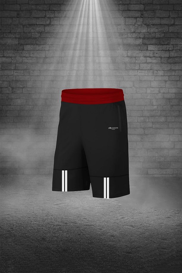 Over Size Erkek Bordo Dri-fit Kumaş Cepli Baskısız Bisiklet Yaka Tişört Şort Sporcu Alt Üst Takım - 3