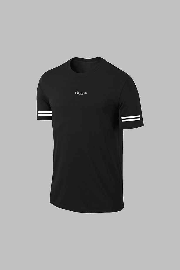 Over Size Erkek Siyah Dri-Fit Kumaş Baskısız Yuvarlak Yaka Kısa Kol Tişört Şort Alt Üst Takım   (4XL - 2