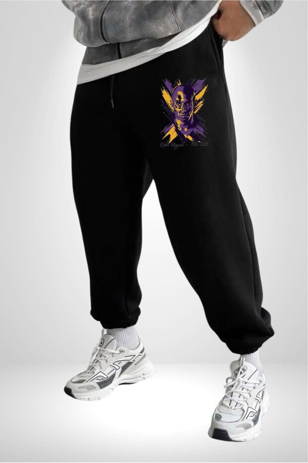 Kobe Braynt 3 Thread Men's Printed Black Sweatpants - Moderb Design - 1