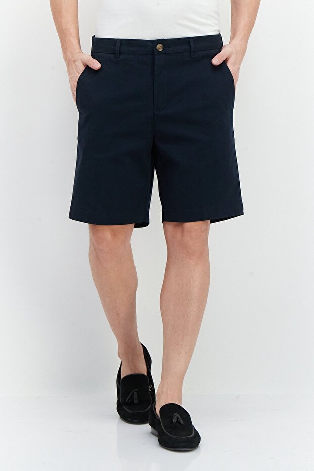 شورت رجالي أساسي سادة بطول 9 بوصات، أزرق داكن - 1