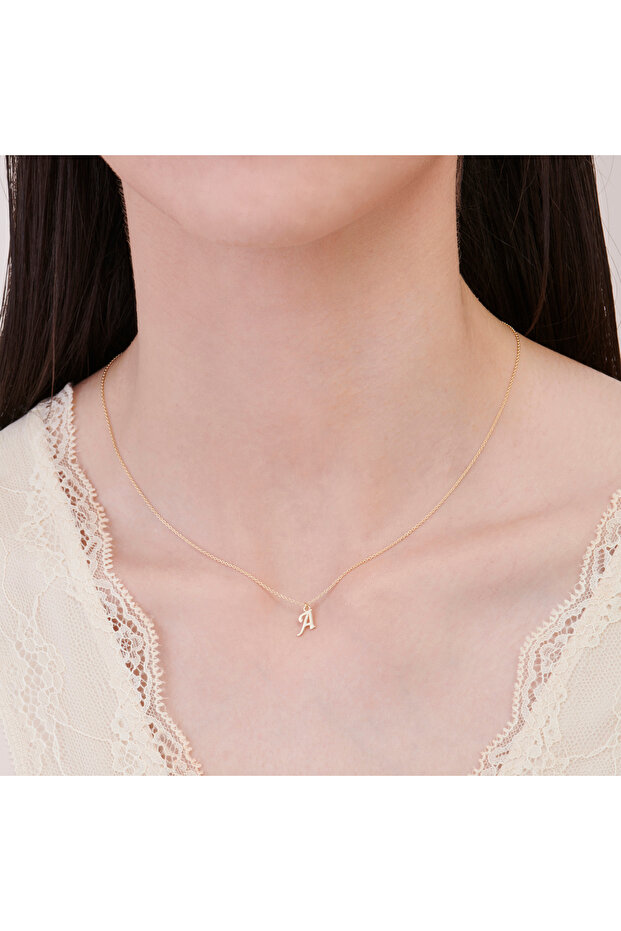 Altın A Harfi Kolye - 4