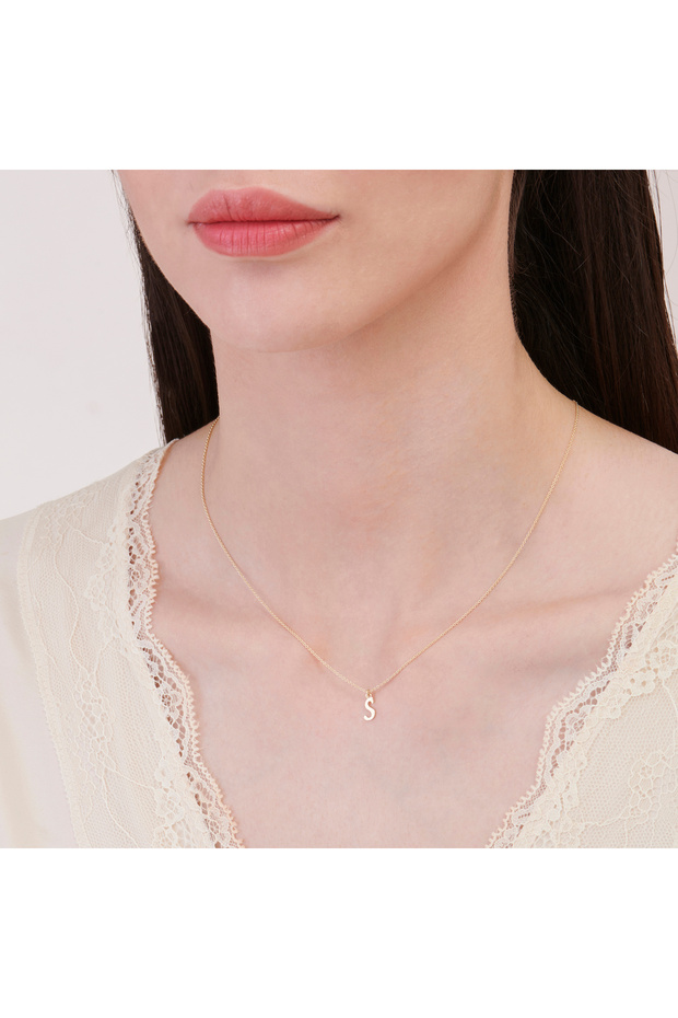 Altın S Harfi Kolye - 4