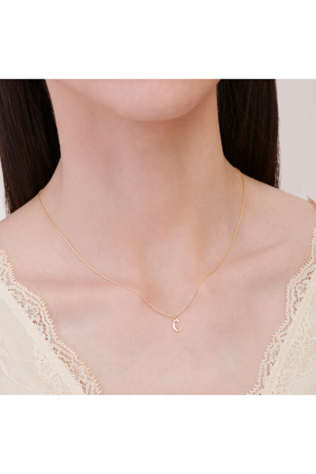 Altın C Harfi Kolye - 4