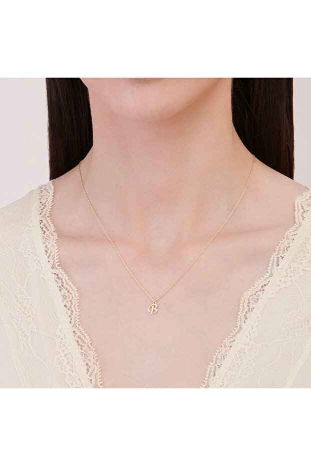 Altın B Harfi Kolye - 4