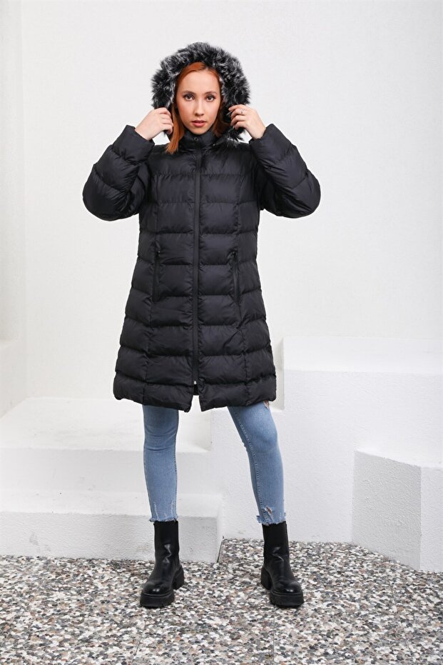 Siyah Şişme Mont - 9