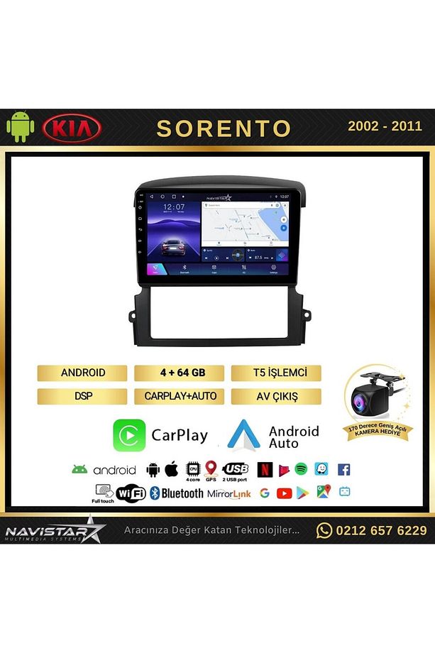Kia Sorento 2002-2011 Model 4gb 64gb Android 13 Kablosuz Carplay Navigasyon Multimedya Sistemi - 2